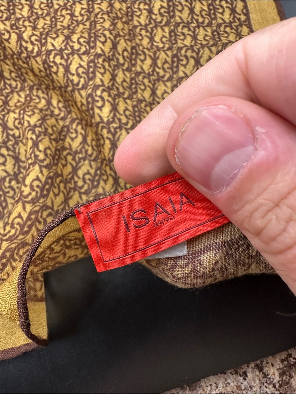 ISAIA Wool Gold Patterned Square - Picture 3 of 4